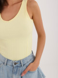 Gelbes Ripp-Top mit V-Ausschnitt und Trägern
