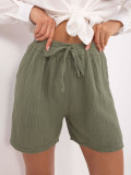 Khaki Shorts mit hohem Bund