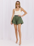 Damen-Jeansshorts in Khaki mit Gürtel