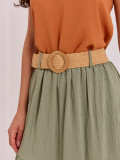 Maxi-Boho-Rock mit Volant und Gürtel, khaki
