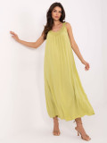 Limonkefarbene Oversize-Kleid mit V-Ausschnitt