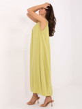 Limonkefarbene Oversize-Kleid mit V-Ausschnitt