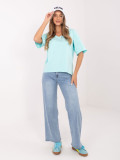 Damen-T-Shirt in Mint mit V-Ausschnitt