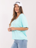 Damen-T-Shirt in Mint mit V-Ausschnitt