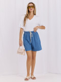 Blaue Baumwollshorts mit Kordelzug