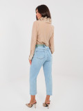 Damen Mom Jeans mit hohem Bund und Gürtel, blau