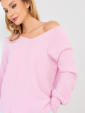 Rosa Strickpullover mit V-Ausschnitt