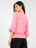 Eleganter rosa Pullover mit 3/4-Ärmeln und Volant