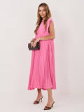 Rosa Midi-Cocktailkleid mit Taschen