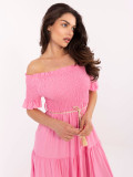 Rosa ausgestellte Kleid mit Gürtel