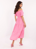 Rosa ausgestellte Kleid mit Gürtel