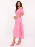 Rosa ausgestellte Kleid mit Gürtel