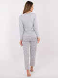 Damen Baumwoll-Pyjama mit Print, grau
