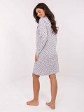 Damen Nachthemd grau mit langen Ärmeln und Schleife