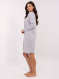 Damen Nachthemd grau mit langen Ärmeln und Schleife