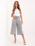 Graue Culotte-Jeans mit hohem Bund
