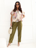 Gelbe Bluse mit Blumenmuster und Puffärmeln