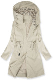 Verlängerter Parka s Print in der Kapuze Ecru