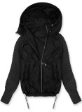 Damen-Übergangsjacke mit Strickärmeln Schwarz
