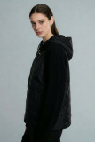 Damen-Übergangsjacke mit Strickärmeln Schwarz