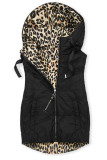 Wende-Weste mit Leopardenmuster, Schwarz