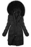 Damen-Wintermantel mit verstellbarer Taille Schwarz