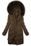 Damen-Wintermantel mit verstellbarer Taille Braun
