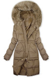 Damen-Wintermantel mit verstellbarer Taille Dunkelbeige