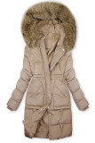 Damen-Wintermantel mit verstellbarer Taille Hellbeige