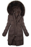 Damen-Wintermantel mit verstellbarer Taille Kalt Braun
