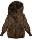 Damen-Winterjacke mit Strickbündchen Dunkelbraun