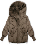 Damen-Winterjacke mit Strickbündchen Braun