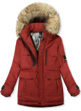 Jungen Winterjacke mit Kunstfell Rot