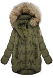 Stepp-Winterjacke mit verlängertem Rücken, Khaki