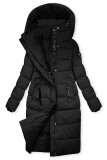 Schwarze Damen-Winterjacke mit Kapuze STORM