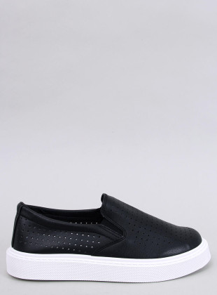 Perforierte Slip-On-Sneaker Schwarz