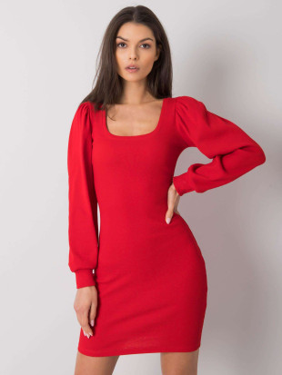 Rotes RUE PARIS Kleid mit langen Ärmeln
