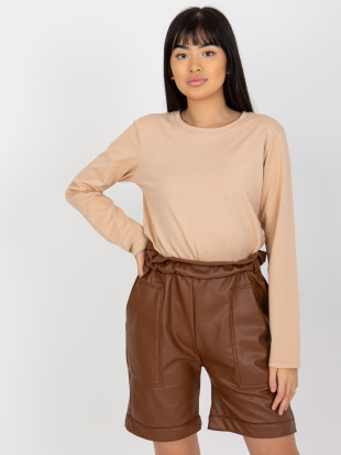 Braune gefütterte Shorts aus Kunstleder
