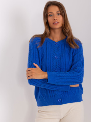 Kobaltblauer Strickjacke mit Zöpfen