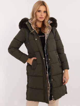 Damen khaki Winterjacke mit Kapuze