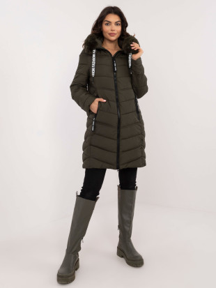 Bequeme khaki Winterjacke mit Kapuze