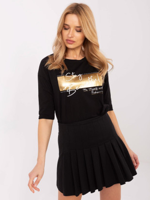 Stylische schwarze Bluse mit 3/4-Ärmeln