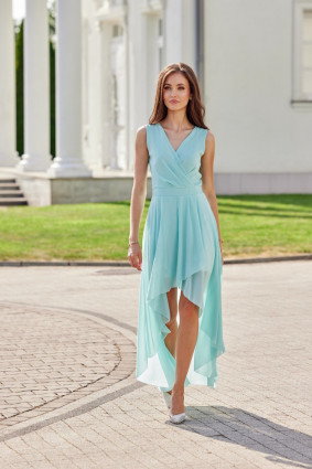 Asymmetrisches Kleid mit Wickelausschnitt in hellem Mint