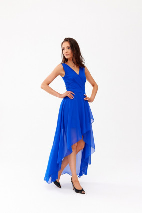 Asymmetrisches Kleid mit Wickelausschnitt in intensivem Blau