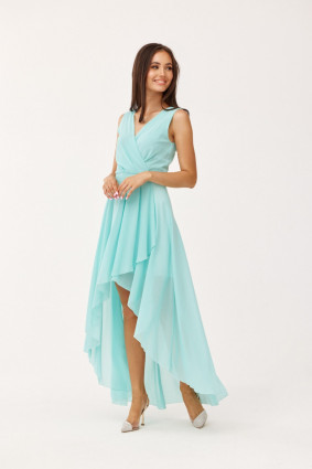 Asymmetrisches Kleid mit Wickelausschnitt in hellem Mint