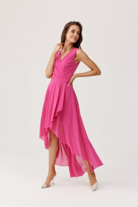 Asymmetrisches Kleid mit Wickelausschnitt in Amaranth