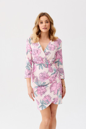 Wickelkleid mit 3/4-Ärmeln Odetta, rosa