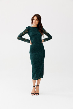 Grünes Spitzenkleid in 7/8-Länge