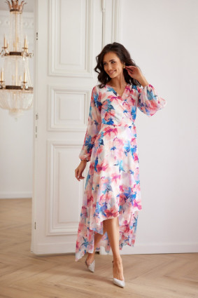 Wickel-Midikleid aus Chiffon in Rosa
