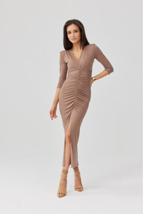 Midi-Kleid in Cappuccino-Farbe